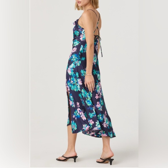 Astr Floral Maxi Dress - Navy and Pink Sz S - Picture 5 of 8